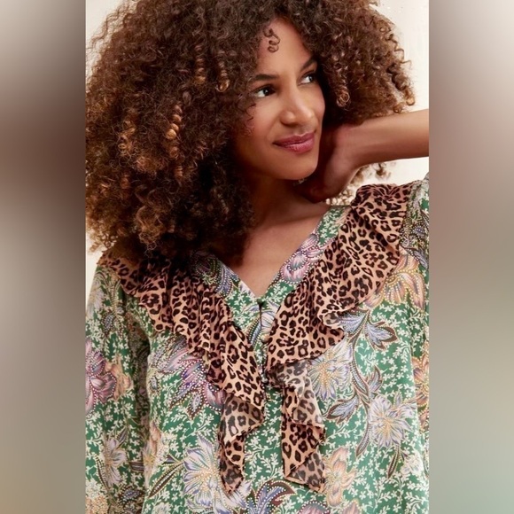 KACHEL X ANTHROPOLOGIE MIXED PRINT PEASANT BLOUSE - Picture 7 of 12